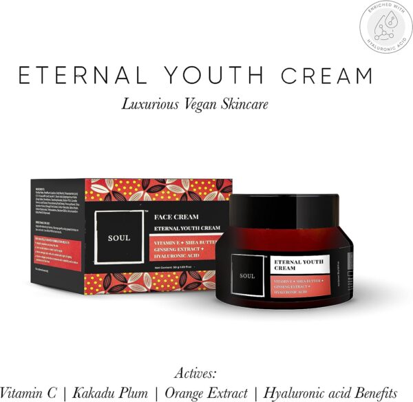 Eternal Youth Cream with Vitamin E, Shea Butter, Ginseng Extract, Hyaluronic Acid. FDA Approved